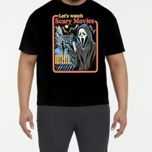 Ghost Face Halloween T Shirt Let’s Watch Scary Movies Mens Size Medium Black